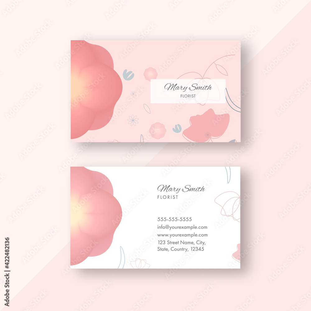 Florist Business Card Template Layout In Front And Back View.