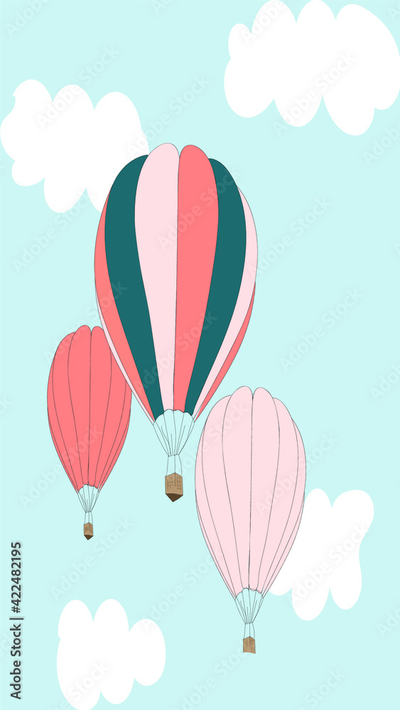 hot air balloon balloon, balloons, sky, air, birthday, party, celebration, flying, blue, colorful, red, fly, fun, love, holiday, decoration, pink, illustration, happy, hot, hot air balloon, color