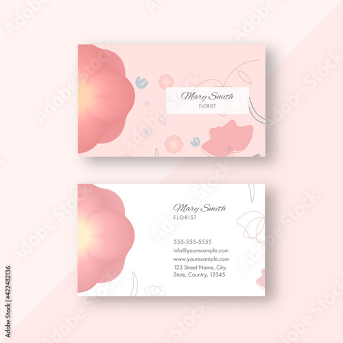 Florist Business Card Template Layout In Front And Back View.