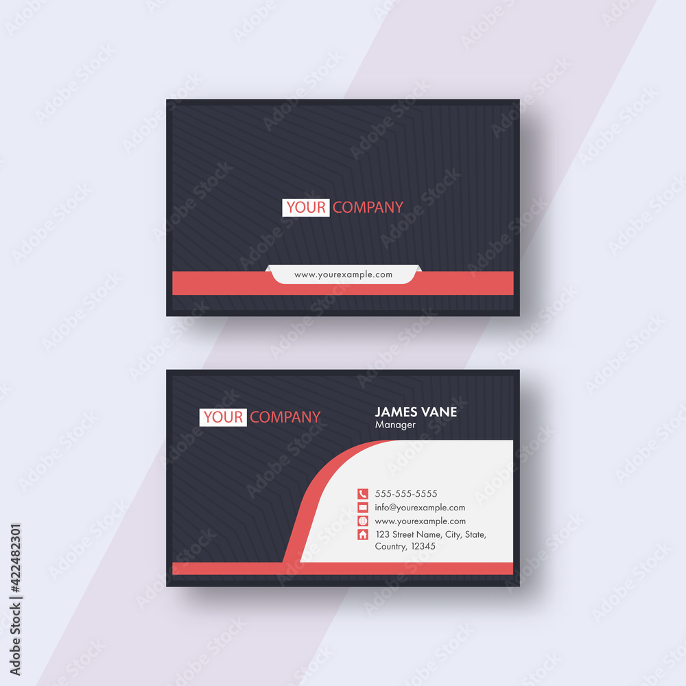 Modern Business Or Visiting Card With Strip Pattern In Front And Back View. Modern Business Or Visiting Card With Strip Pattern In Front And Back View.