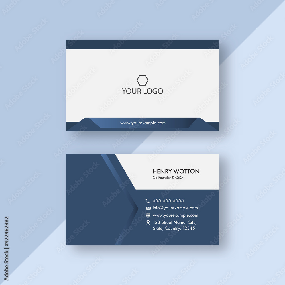 Blue And White Business Card Template Layout For Corporate Company. Blue And White Business Card Template Layout For Corporate Company.