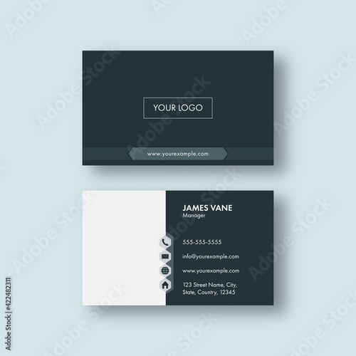 Wallpaper Mural Editable Business Card Template Layout In Teal And White Color. Torontodigital.ca