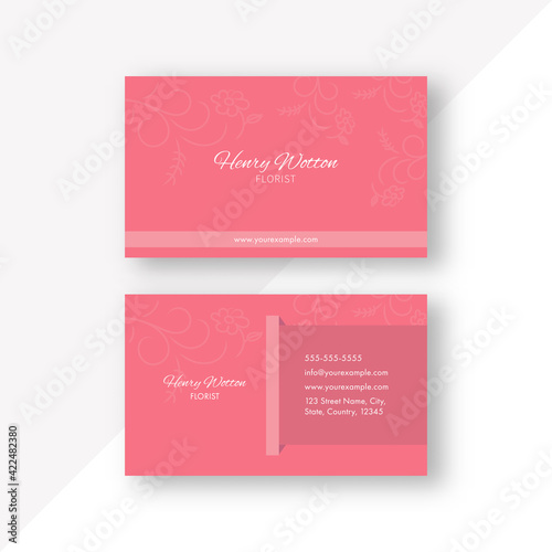 Florist Business Card Template Layout In Front And Back View.