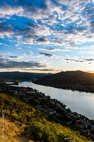 Sunset over the Danube in Visegrad