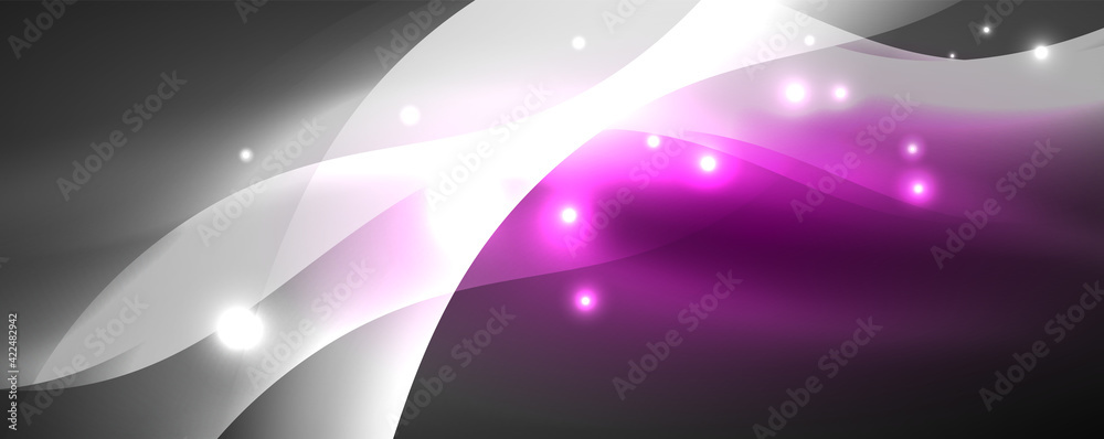 Shiny glowing neon wave, light lines abstract background. Magic energy and motion concept. Vector wallpaper template