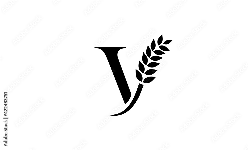 wheat logo letter V vector illustration wheat logo letter V vector illustration