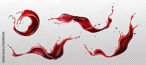 Splashes of wine, juice or blood, liquid red drink