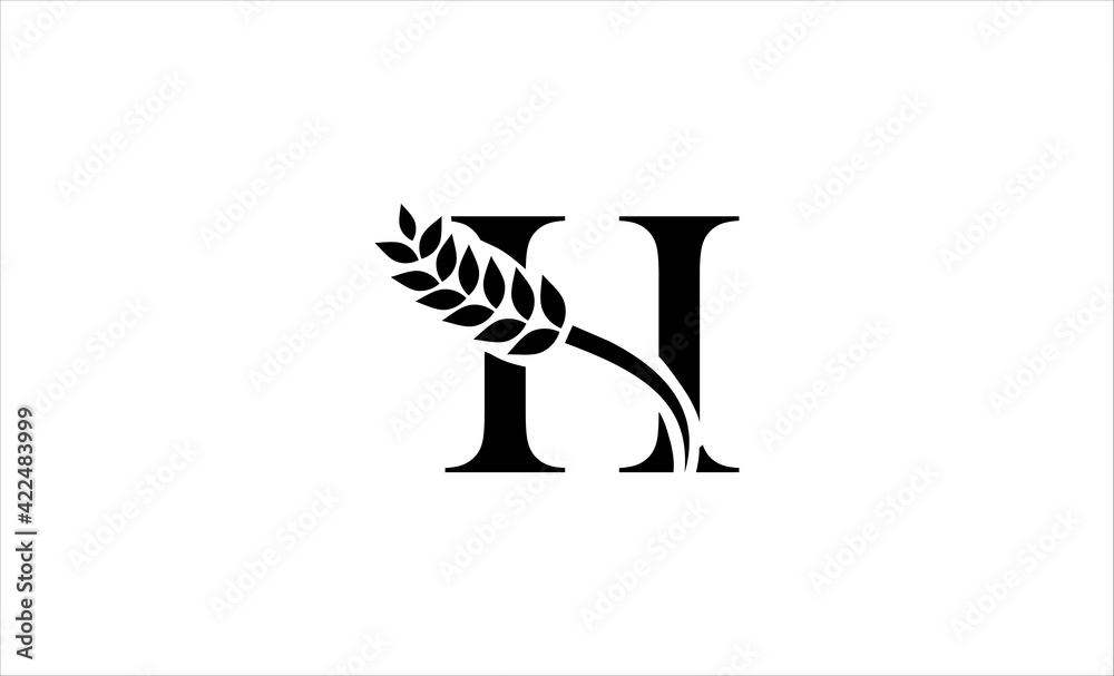 wheat logo letter h vector illustration wheat logo letter h vector illustration