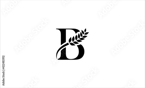 wheat logo letter b vector illustration