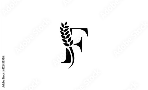 wheat logo letter f vector illustration