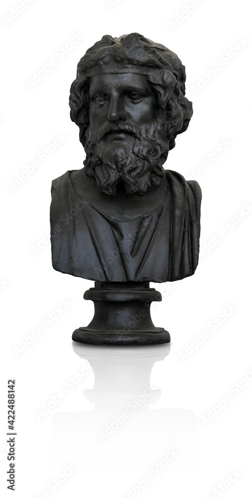 Fototapeta premium Bronze bust of the ancient scientist (playwright) isolated on white background. Design element with clipping path