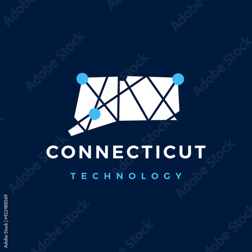 connecticut technology connection geometric polygonal logo vector icon illustration