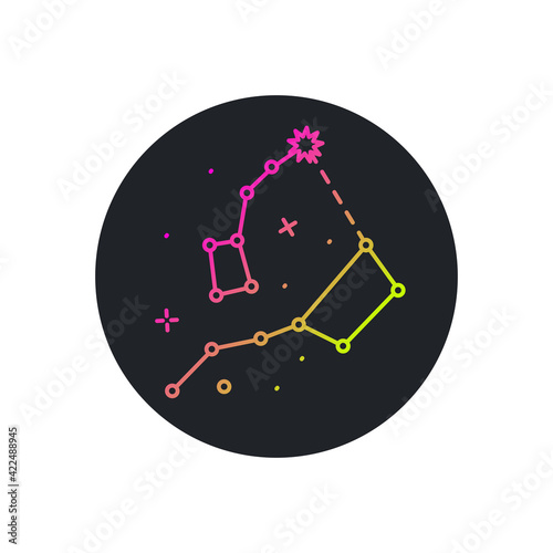 Constellation icon Big Dipper and Little Dipper vector line style