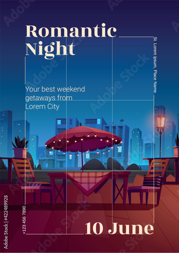 Vector flyer of romantic night in cafe
