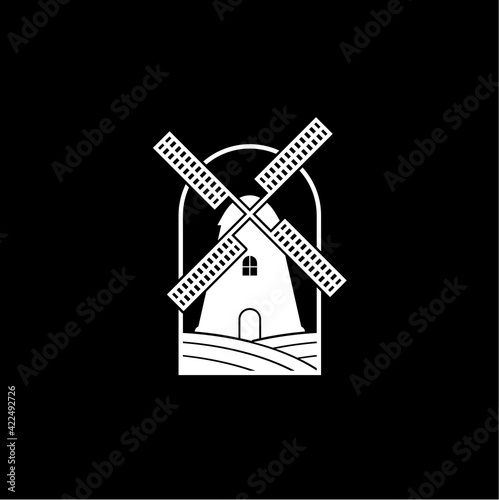 Windmill logo design icon isolated on dark background