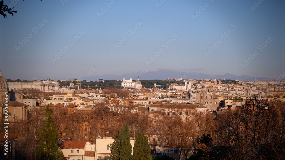 Aerial picturesque view of Rome, Italy. Cityscape of old Rome on a sunny day Aerial picturesque view of Rome, Italy. Cityscape of old Rome on a sunny day