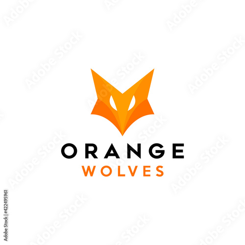 wolf head logo vector design with modern and geometric style for tech companies and apps