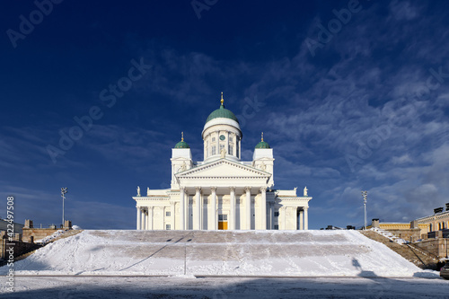 Obraz na płótnie Helsinki Cathedral on a sunny winter day is the most famous landmark in Finland. w salonie