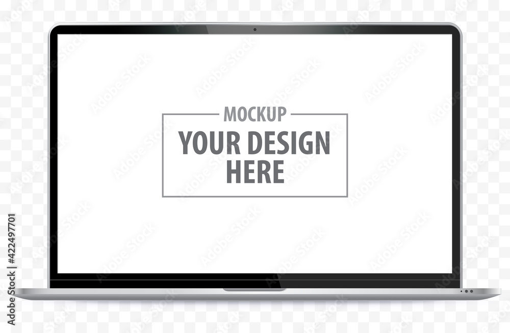 Laptop Computer Mockup. Notebook PC realistic vector illustration with transparent background.