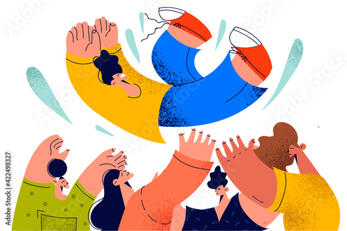 Congratulation, business success and celebration concept