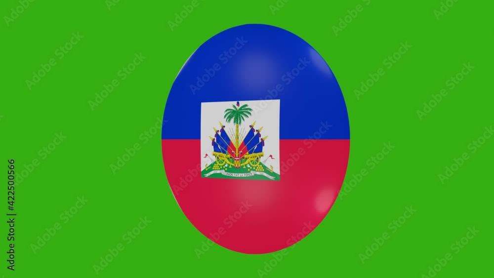 3d rendering of a Haiti flag icon rotating on itself on a chroma background