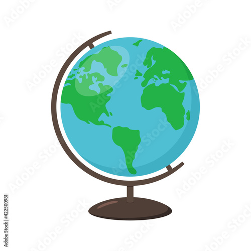 Globe isolated on white background. Flat vector illustration