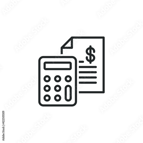 Budget icon line style isolated on white background. Vector illustration