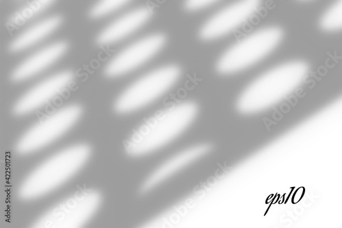 Realistic window shadow. Multiply Overlay effect. Long shadow light on wall or floor. Mesh gradient scenes of natural lighting. Circle perforation. Natural background for design. Illustration