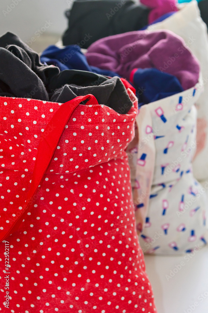 Reusable coth bags filled with used clothing Reusable coth bags filled with used clothing