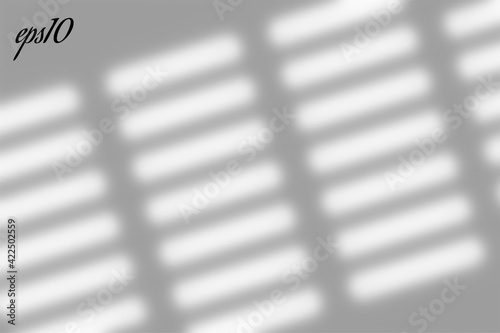 Realistic window shadow. Multiply Overlay effect. Long shadow light on wall or floor. Mesh gradient scenes of natural lighting. Jalousie perforation. Natural background for design. Illustration