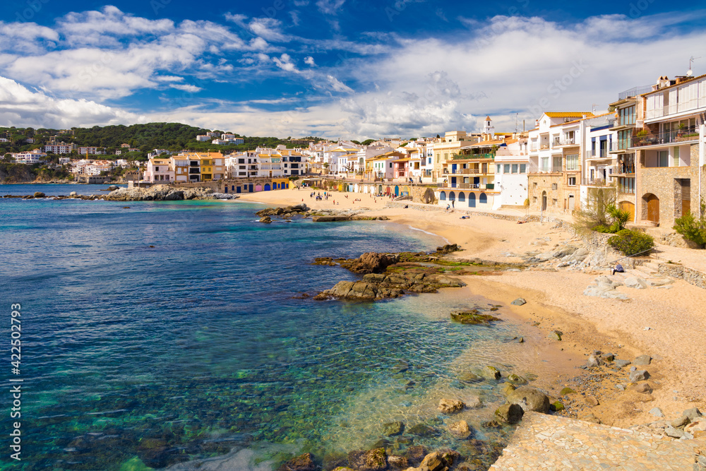 Panoramic view of Candell beach in Calella de Palafrugell. Catalonia, Spain Panoramic view of Candell beach in Calella de Palafrugell. Catalonia, Spain