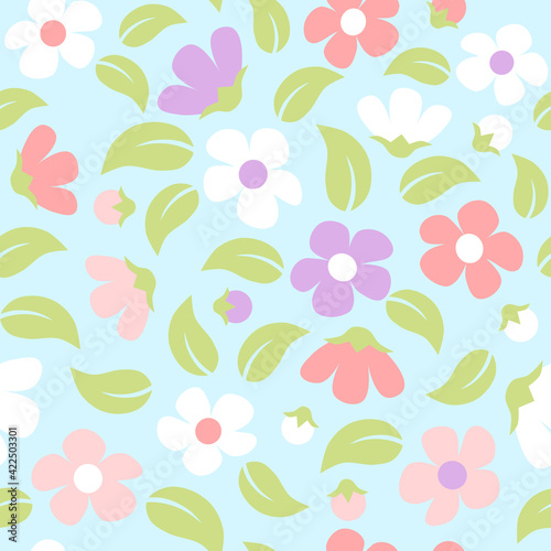 Seamless floral background - pastel color.