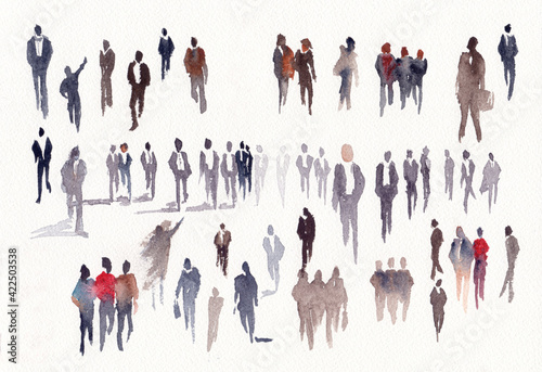 Set of abstract people in watercolor illustration sketch drawing
