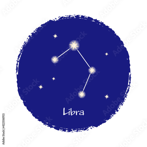 Libra zodiac constellation sign on dark background