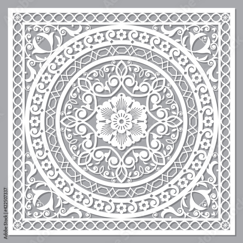 Moroccan vector mandala design inspired by the oriental carved wood wall art patterns from Morocco 