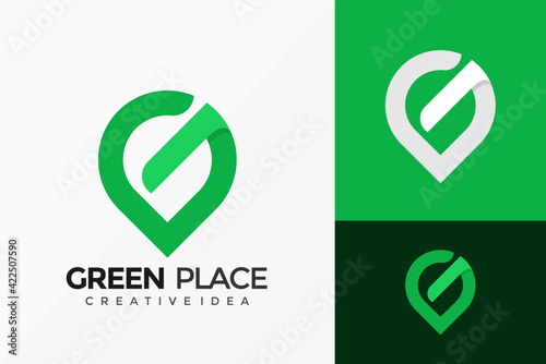 Green Place Location Logo Vector Design. Abstract emblem, designs concept, logos, logotype element for template.