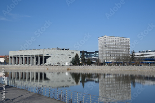 Wroclaw, Poland, general cityscape with University Library and Odra river.