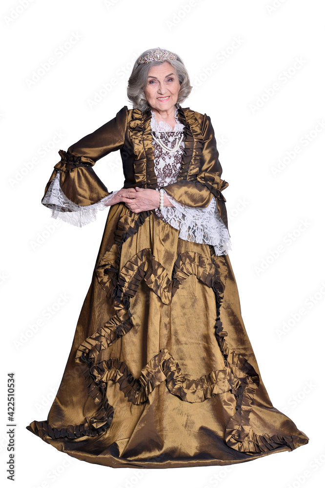 beautiful senior woman Queen isolated on white beautiful senior woman Queen isolated on white