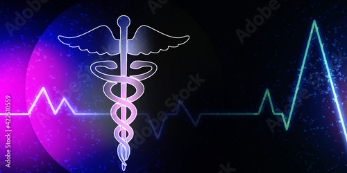 2d illustration caduceus medical symbol 