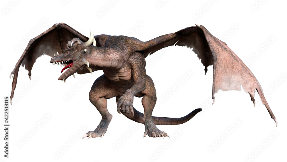 3D Rendering Fairy Tale Dragon on White 3D Rendering Fairy Tale Dragon on White