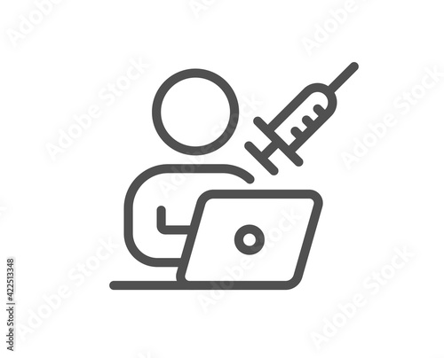 Vaccination appointment line icon. Book vaccine sign. Vector