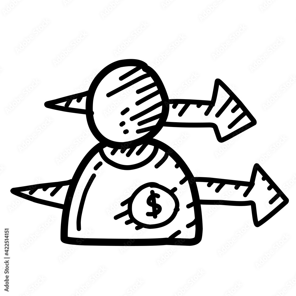 Fototapeta premium Business visitor hand drawn icon design, outline black, vector icon.