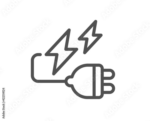 Electricity plug line icon. Energy type for battery sign. Vector