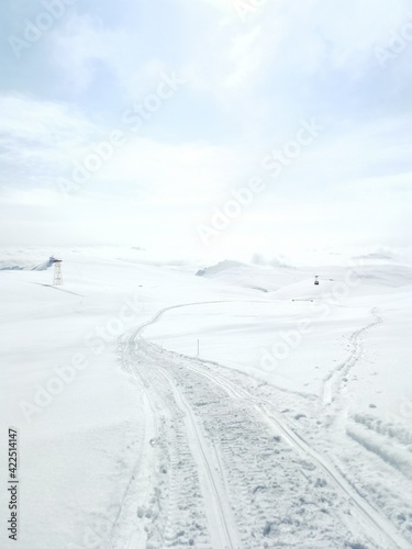 ski track in the snow © Aliaksandra
