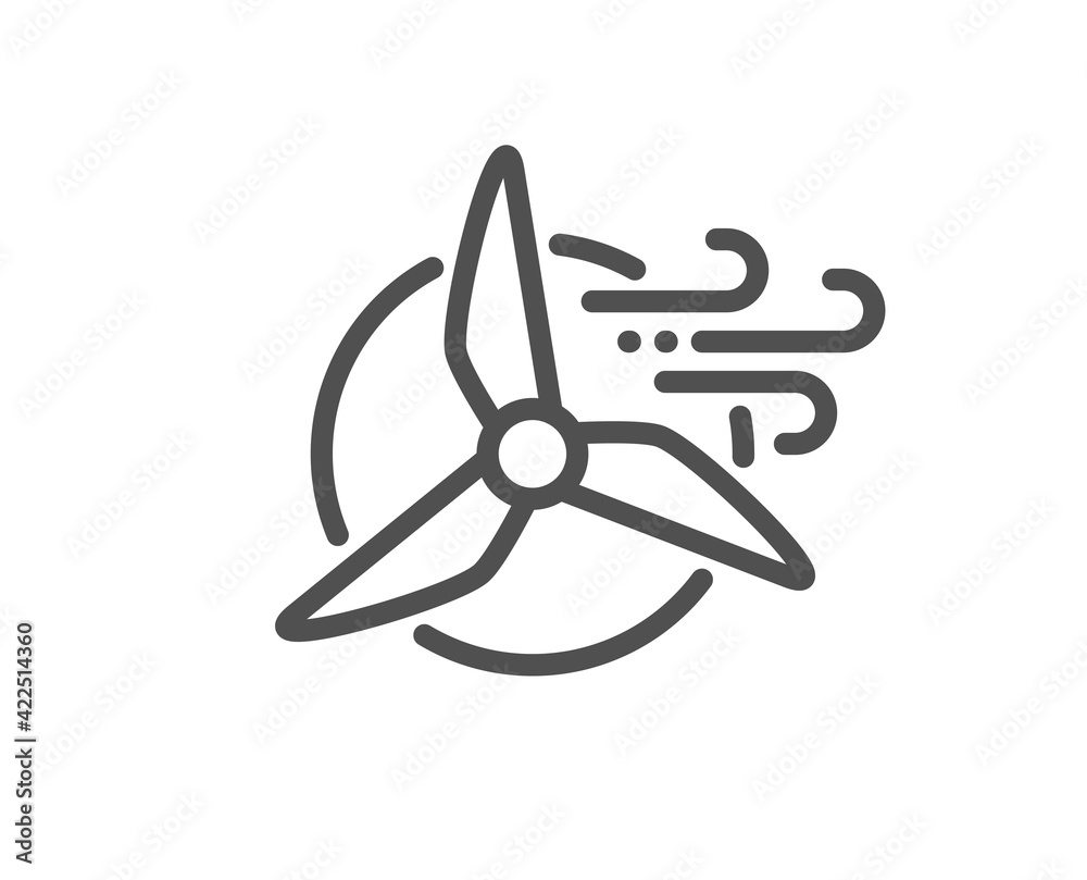 Windmill turbine line icon. Wind power energy sign. Vector