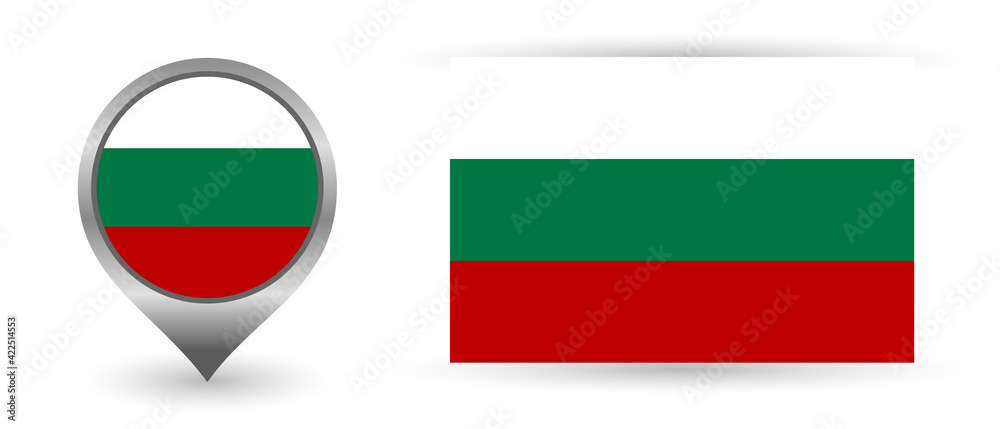 Vector flag Bulgaria. Location point with flag Bulgaria inside.