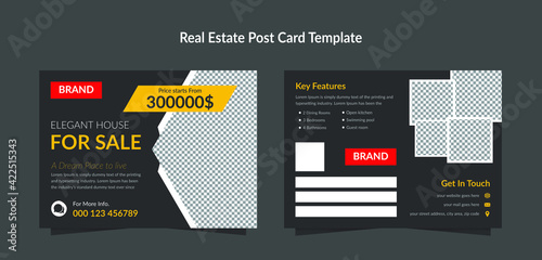Real estate postcard template, Clean & modern design, Print ready home for sale design template