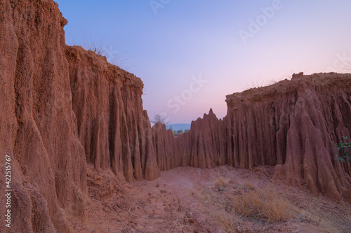 Lalu, Srakaew, Thailand. Dry rock reef. Nature landscape background. Grand Canyon of Thailand. Tourist attraction landmark for travel in holiday vacation. photo