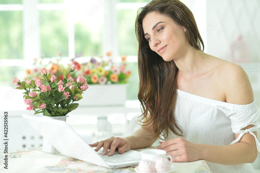 young woman  with laptop