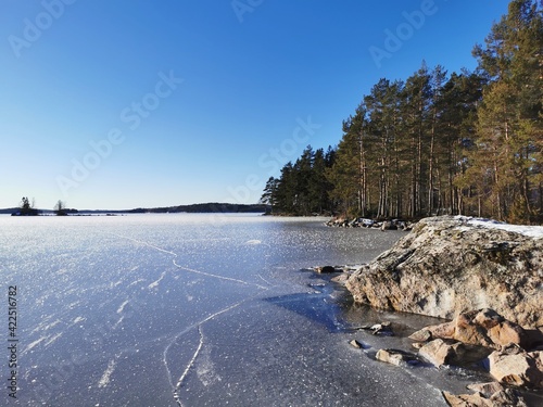 Frozen lake, Sweden, Yngen, Värmland photo